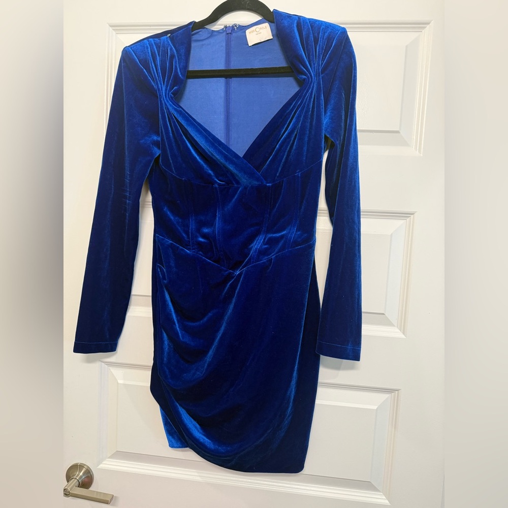 Royal Blue Velvet Long Sleeve Dress